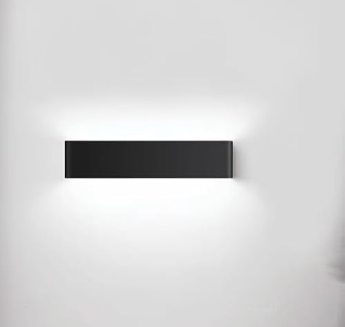yovurond Wandlampe LED, 16W Weiß Aluminum Modern LED Wandleuchte Innen Licht Up Down Wandlicht für Badezimmer, Wohnzimmer, Schlafzimmer, Flur (Schwarz, Kaltweiß 50cm)