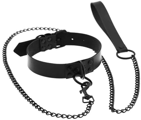 Sarini Schwarz PU Leder PunkChokerSexy Gothic Halskette Unisex O-Ring Einstellbare PU Choker