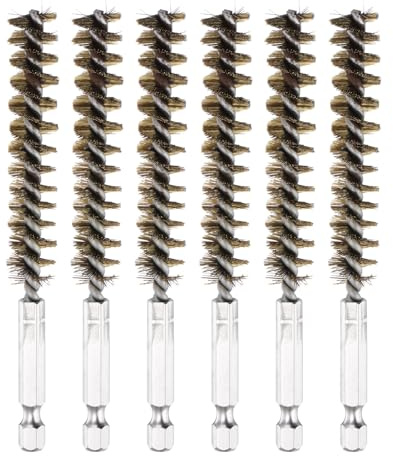 PATIKIL 6 Piezas Cepillo De Alambre De Latón Retorcido De 12 Mm De Diámetro | Cepillo Limpiador De Tubos Con Vástago Hexagonal De 1/4 De Pulgada, Para Tubos Puertos Tono Latón
