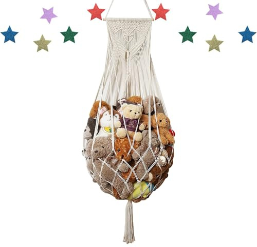 Aufbewahrungsnetz für Plüschtiere, Bohème-Stil, Makramee, Netz für Plüschtiere, Spielzeug, Hängematte, Organizer für das Schlafzimmer