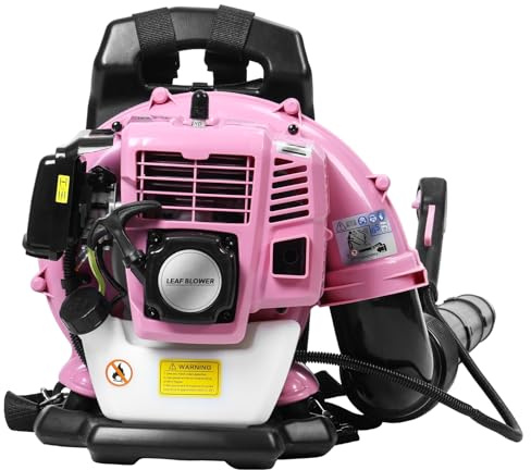 Washranp Soplador de hojas de mochila de gasolina, 52 CC, 550 CFM, soplador de hojas a gas de 2 tiempos, soplador de gasolina ligero, bonito soplador de hojas rosas para mujer, color rosa