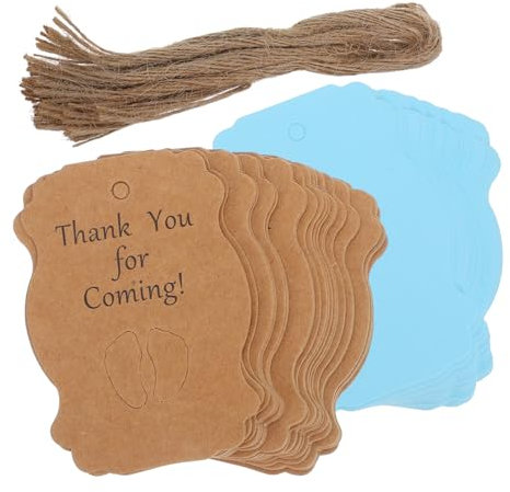 STOBOK 100st Tag-karte Feiern Für Die Babyparty Danke Brautduschen-tags Hängende Etiketten Gefälligkeiten Rosa Babyparty-tags Einladung Favorisieren Blue Papier
