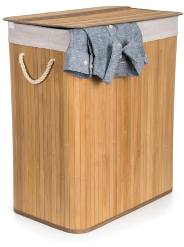 Comart - Portabiancheria Bamboo - 100 L Natural - Cesto Bucato Salvaspazio