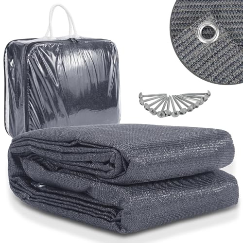 Jaxguom Vorzeltteppich 400x600cm, Teppich für Zelt Campingteppich Outdoor mit ösen Tragetasche, 13 Heringe, Atmungsaktiv rutschfest Waschbare Schimmelfrei UV-Stabilisiert, Blau grau
