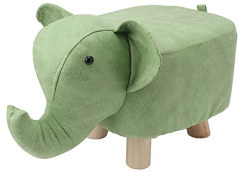 OPPWONG Animal Otomana, Taburete de Reposapiés de Pie Pequeño Taburete de Pie para Niños en Forma de Elefante con Colchón Suave y Acolchado para Dormitorio, Silla, Debajo del Escritorio,