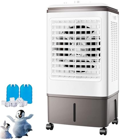 Afraichisseur d'air, Climatiseur Portable, Humidificateur, Ventilateur, Climatiseur Mobile sans Évacuation, Pack Glacons, Réservoir 30L(A)
