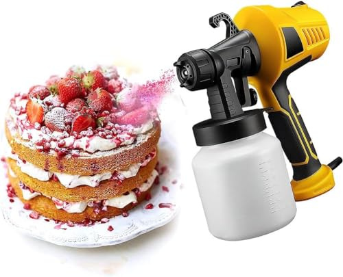 Pistola A Spruzzo Elettrica per Cioccolato da Dessert, Kit per Decorare Torte Spruzzatore di Vernice da 500 W con 3 Modelli, Sabbiatrice Multifunzione per Torta, Decorazione al Cioccolat, Yellow