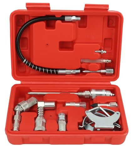 Yechiry 11 Piece Grease Gun Accessory Kit, Metal Grease Tool Lubrication Set with Flexible Hose Needle Adapter Swivel Couplers for Automotive Truck Farm Equipment