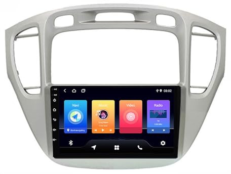 Estéreo de coche Android 14 doble DIN para Toyota Highlander 2000-2007, pantalla táctil IPS de 9 pulgadas, reproductor multimedia, CarPlay, Bluetooth, GPS, cámara de respaldo, RDS, SWC, 4 núcleos