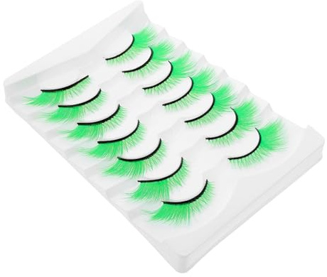 Ipetboom 7 De Faux Cils Verts Longs Et Denses Pour Maquillage Théâtral, Pour Halloween, Cosplay, Et Défilés De Mode