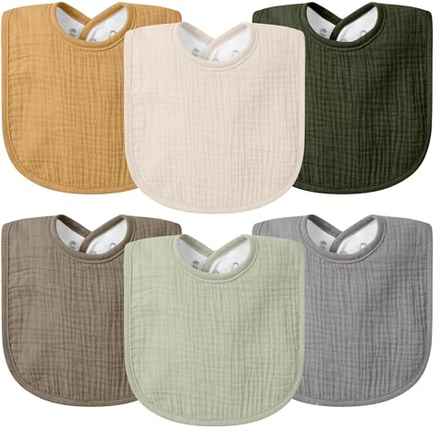 VOMARHUG Muslin Baby Dribble Bibs for Girls Boys,Super Absorbent Bandana Bibs 0-36months,Soft Cotton 6Pack
