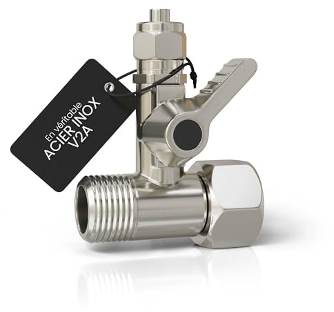 smardy Válvula de Cierre acero inoxidable Conector en T 3/8x3/8x1/4 Grifo-Cierre Adaptador para conectar 2 dispositivos (frigorífico SBS, ósmosis inversa y cafeteras)