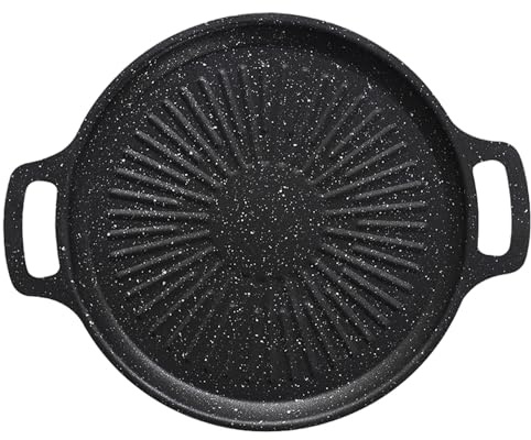 Genérico Grillplatte aus Kohlenstoffstahl, 30 cm, multifunktionale Platte mit Antihaftbeschichtung, Anti-Skalations-Kochgeschirr, für den Außenbereich, Induktion, Gas, Elektrogarten, Camping, Küche