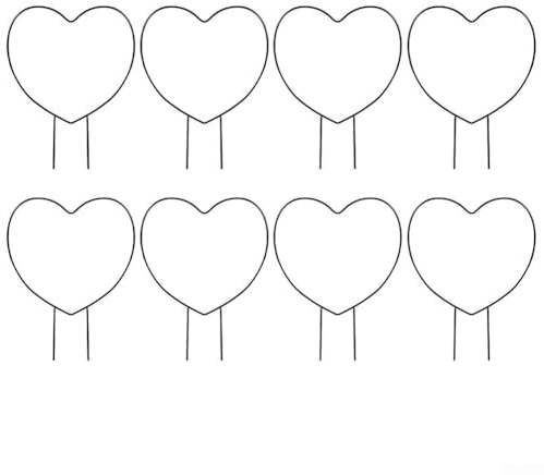 Lot de 8 treillis de jardin en fer pour plantes grimpantes, y compris support pour roses en pot, lierre, clématite, toute l'année (en forme de cœur)