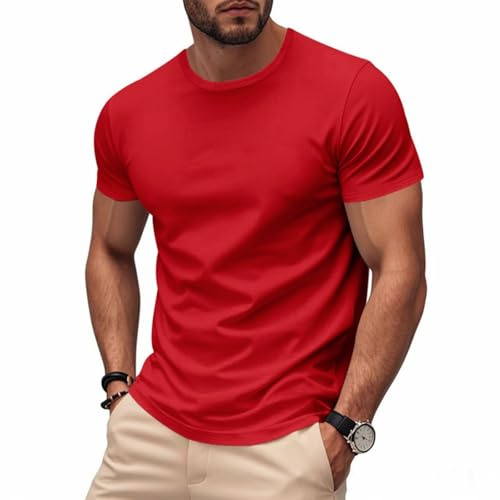 T-shirt à manches courtes et col rond pour homme - Coupe ajustée - Séchage rapide