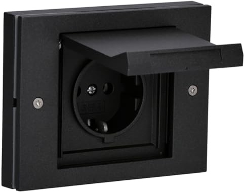 Gira TX 44 Steckdose mit Klappdeckel & 1-fach Rahmen - Anthrazit | Wasserdichte Unterputz-Schuko-Steckdose mit Abdeckrahmen, IP44 Spritzwasserschutz für Außenbereich & Feuchtraum