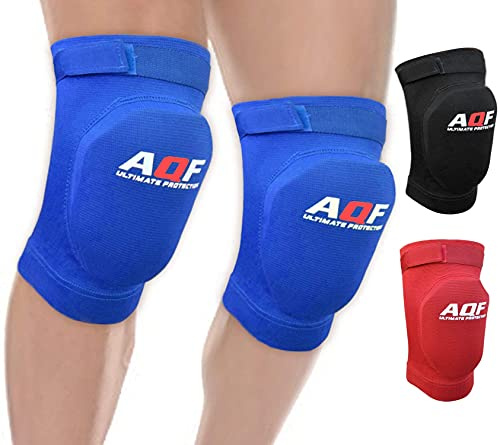 AQF Knee Support Brace Protector Foam Pads Guard Wraps Elasticated Shield (Blue, S)