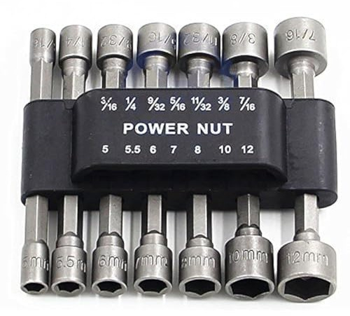 PANOVOS Power Nuts Driver Drill Bit Tools Set Metric Socket Wrench Screw 1/4'' Driver Hex Keys 14PCS