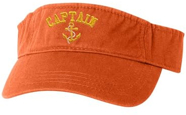 One Size Orange Visor Captain with Anchor Embroidered Visor Dad Hat