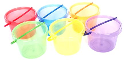 tickit Bucket Set, 162mm, Translucent – 6 Rainbow-Coloured Buckets for Sand, Water Play & Messy Play Fun