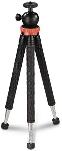 HAMA | Trípode Traveller Pro para Smartphone, Cámaras y GroPro, con 3 Patas, Rojo y Negro, 105 cm, Cabeza de Bola