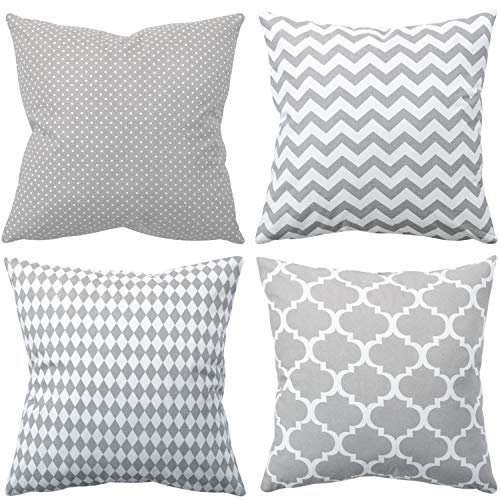 Amilian 4er Set Dekokissen 50x50 mit Füllung und Bezug Dekoratives Balkon Dekoration Couch Sofa Wohnzimmer Kissen Deko 20x20 inch