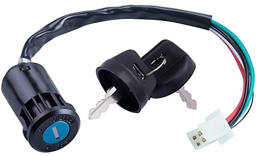 Greluma 1Pc interruptor llave encendido 4 cables motocicleta con tapa compatible con 50cc 70cc 90cc 110cc 125cc 150cc 200cc 250cc Taotao Sunl ATV bicicleta bolsillo tierra cuádruple scooter eléctrico