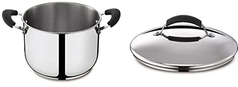 Lagostina Gioiosa Pentola, Acciaio Inox, Diametro 22 cm, 5.7 Litri & Gioiosa Coperchio con Manigliai in Bakelite, Acciaio Inox 18/10, Diametro 18 cm
