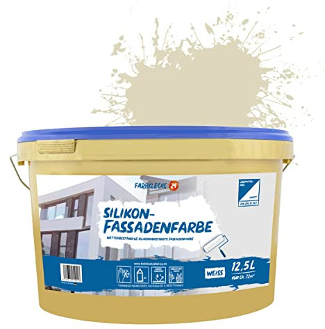 Farbklecks24 Silikon-Fassadenfarbe Color (versch. Größen/Farben) hohe Deckkraft, Wetterschutz, schmutzabweisend (12,5L, Beige 1-1)