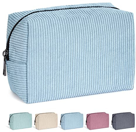 MAANGE Kosmetiktaschen für Frauen Kleine Schminktasche für Handtasche Cord Make up Tasche Reise Kosmetiktaschen mit Metall Reißverschluss Kleine Make up Tasche für Reisen (blau)