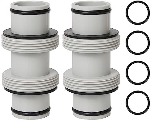 powglass Poolschlauch 38mm Verbinder,2 Stück Schlauchverbinder 38mm,poolschlauch Adapter mit 4 Stück Unterlegscheiben,Pool Schlauchverbinder Verlängerung (Grau)