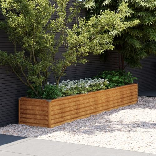 Higsose Lit Surélevé de Jardin 291x50x36 cm Acier Corten Jardin Potager à ÉTages, Potager en Hauteur Jardinieres Exterieur