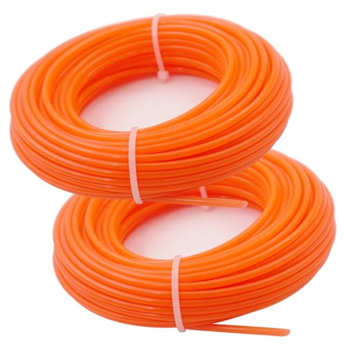 Akuoly Nylon Grass Trimmer Line 2.4 mm String Trimmer Spool 30m x 2 Rolls Weed Trimmer Spool Replacement Round Weed Wacker Line for Garden Trimmers, Orange