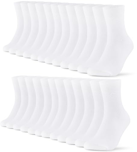 FALARY Socken Herren 43-46 Weiß Weisse Socks Damen Baumwolle Sportsocken Herrensocken 12 Paar Sport Socks Atmungsaktive Business Socken