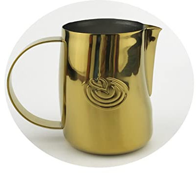 KuGuo Barista Swag Gebogener Körper Kaffee Milch Schaum Tasse für Espressomaschinen Latte Art 500ml Dampfkrüge (Mirror Gold)