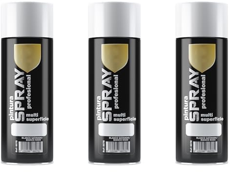 Etrexonline Pintura Spray Multicolor Profesional | 400ml | Adecuado para Metal, Madera & Plástico | Blanco Satinado | Secado Rápido | Paquete de 3