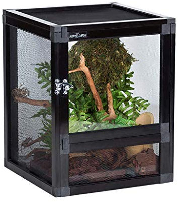 WYRMB Reptilien-Terrarien, schwarzes Testudo, Käfer-Aquarium, Lüftungsfenster, Haustierhaus, Reptilienhorn, Frosch-Futterbox (schwarz, 45 x 45 x 80 cm)