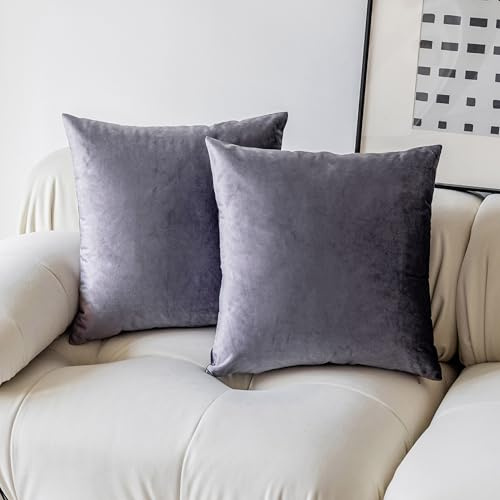 Demetex Large Cushion Covers 65cm x 65cm Decorative Purple Cushions for Sofa Square Velvet Cushion Cases for Birthday Anniversary Living Room, 65x65 cm, Set of 2, Lavender
