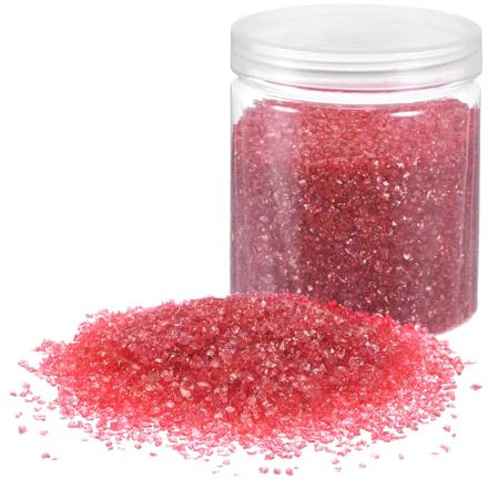 QUARKZMAN 454g Zerkleinertes Glas 3-6mm Glänzendes Elektroplattieren Unregelmäßige gebrochene Glasstücke für Bastelarbeiten DIY Harzkunst Dekoration Vasenfüller, Rot