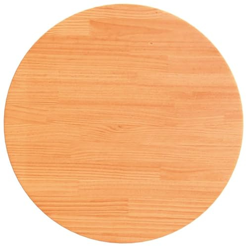 vidaXL Tischplatte, Holzplatte Rund, Massivholzplatte für Tisch Couchtisch Kaffeetisch, Ersatztischplatte, Wachsbraun Ø70x2,5cm Massivholz Kiefer