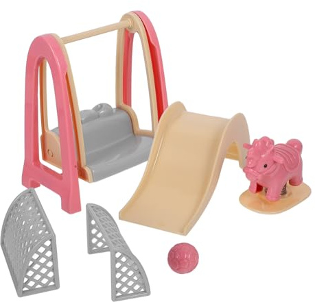 UPKOCH Doll House Accessories Miniature Slide Swing Set with Rocking Horse Football Goal and Ball Doll House Scene Prop for Mini Decor Layout and Pretend Play