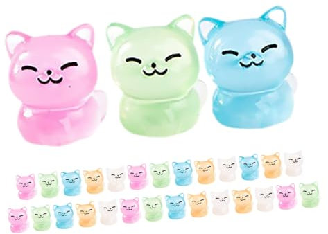 KONTONTY 30 Stück Im Dunkeln Leuchtende Mini Katzen Aus Kunstharz Kleine Tierfiguren Katzen Partydekorationen Mini Figuren Aus Kunstharz Kätzchen Modelle Winzige Figuren Mini