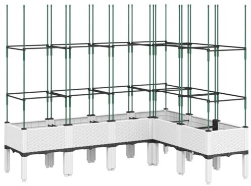 SDWEHO7 Garten Rankgitter, Pflanzkasten mit Spalier, Blumenkasten mit Rankhilfe, Blumenkübel Pflanzkübel Rankkasten Gartenspalier für Terrasse und Balkon, Weiß 160x120x142,5 cm PP