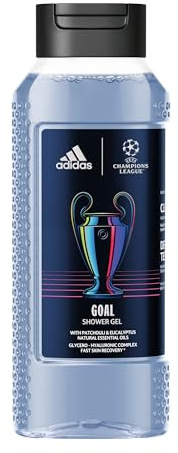 adidas UEFA GOAL Edition Duschgel, 250 ml – Patchouli & Eukalyptus, vegane Formel, geeignet für empfindliche Haut