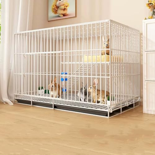 YLEPHNE Gabbia per Conigli da Interno a 2 Piani, Recinto Conigli con Vassoio Estraibile, Gabbia per Porcellini D'india, Piccola Casa per Animali per Furetti, Cincillà, Ricci(White,58 * 43 * 50cm)