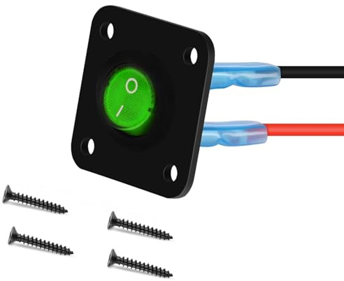 RUNCCI-YUN LED Kippschalter Rund, Runde Schalter, DC12V-24V 10A ON/OFF Wippschalter, 1 Gang Wippschalter Panel, Für Auto Boot, Haushaltsgeräten, Motorrädern, Schiffen Usw（Grün）