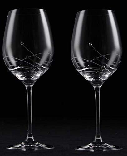 mydielkaren Lot de 2 verres à vin rouge en cristal taillés à la main, décorés, gravité, 470 ml