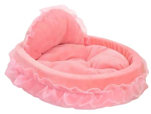 Pistro Rosa Prinzessin Hundebett und Katzenbett Sofa für mittelgroße Katzen und kleine Hunde, abnehmbar, rutschfeste Unterseite, niedliche Couch, Spitze