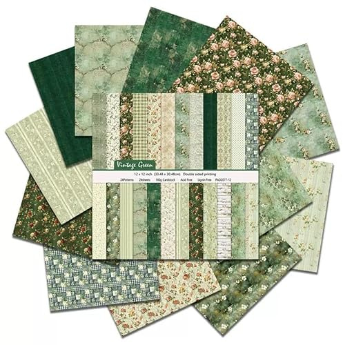 24 Blatt Scrapbook Papier, 24 Designs Doppelseitiges Dekorpapier, Blumenmuster Bastelpapier Decoupage Paper Scrapbooking Craft Papier für DIY Alben Bullet Journals (B, 30.5 x 30.5cm)