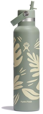Hydro Flask Trinkflasche – Isolierter Edelstahl – Strohhalm-Deckel, auslaufsicher, 680 ml, Botanical Bliss Green